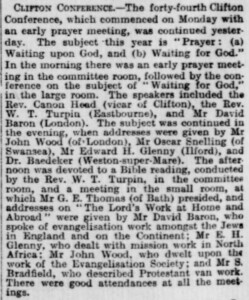 1906-10-03 The Western Daily Press 5 Items of Local News (Clifton conference)