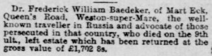 1906-11-22 The Western Daily Press 6 Local Wills (Baedeker)